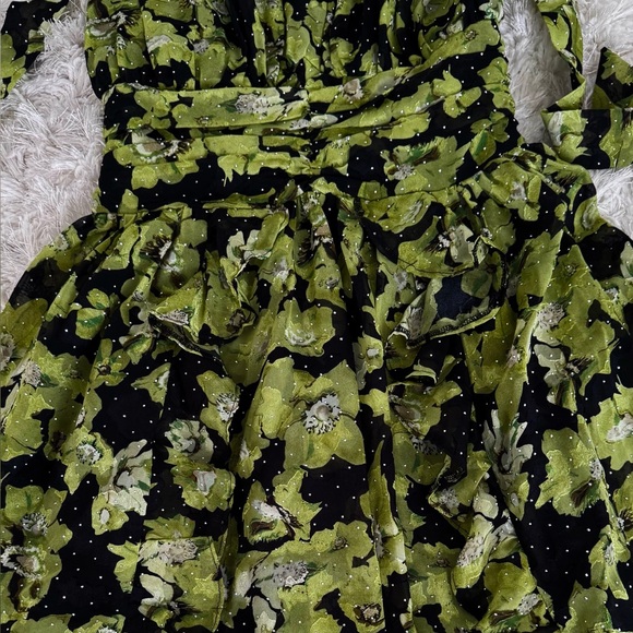 NWOT 🧩 Elegant Green & Black Floral Halter Dress - Picture 12 of 16